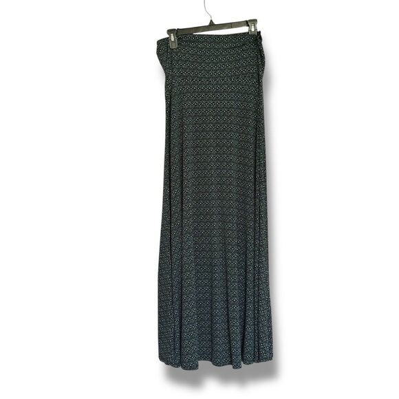 Lularoe Maxi Skirt Teal Black Medium Comfy Stretch Lagenlook - Picture 2 of 6